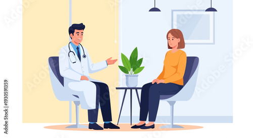 Doctor consulting patient in office, medical appointment, healthcare concept