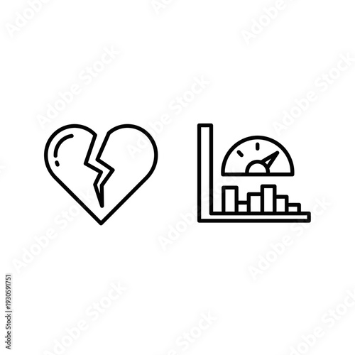 ErrorPulse and StabilityMeter Icons: Broken Heartbeat and Bar Chart with Gauge