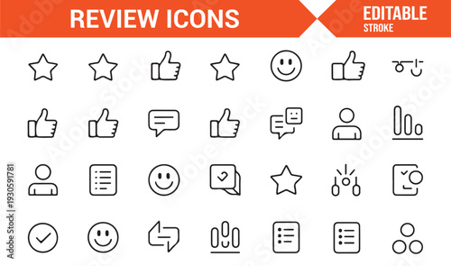 Editable Stroke Review and Comment Symbol Pack