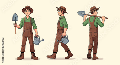 farmer with tools, gardening concept, agricultural worker, rural life