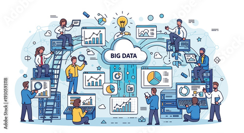 big data cloud computing concept, business analytics, data science