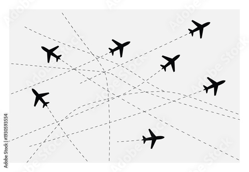 Airplane Flight Paths Simple Vector Illustration