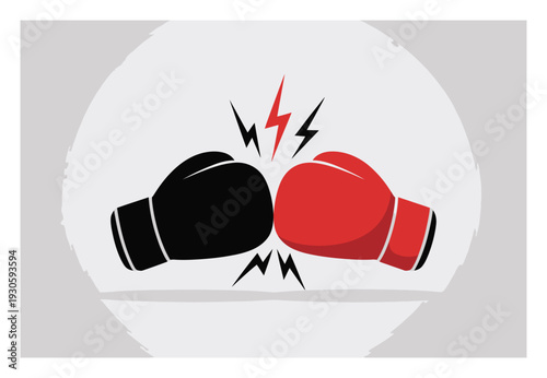 Boxing Gloves Facing Each Other Vector Illustration