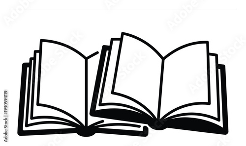 Open Book Simple Black White Vector Illustration