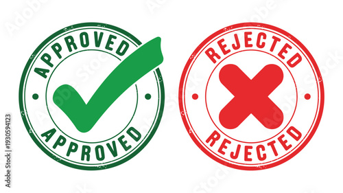 Round Approved and Rejected Seal Stamps with Large Marks