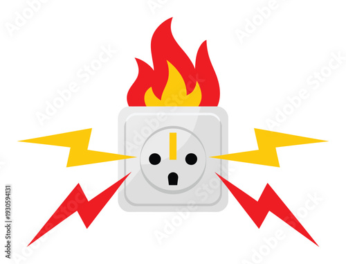 Overloaded Electrical Outlet Shocking Danger Vector Illustration