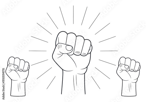 Raised Fist Solidarity Hands Vector Illustration