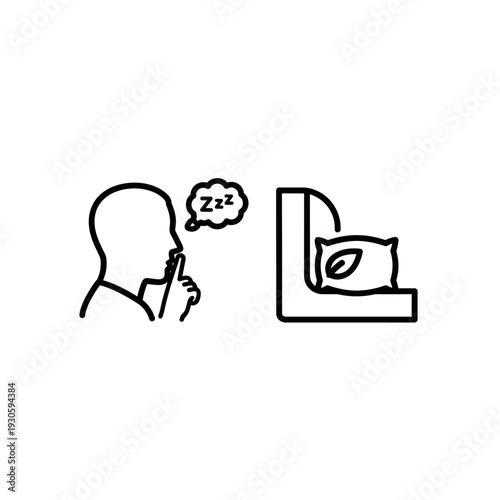 Shushing Person and Pillow Icon: Silence, Sleep, Rest, and Quiet Time