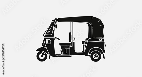 Auto Rickshaw Icon – Tuk Tuk Three Wheeler Transport Vector Illustration