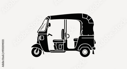 Auto Rickshaw Icon – Tuk Tuk Three Wheeler Transport Vector Illustration