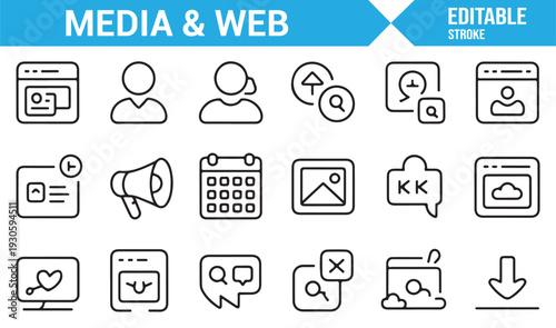 Search, Profile and Analytics Line Icons for Web Apps