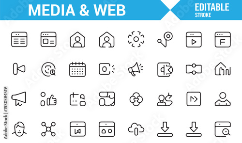 Minimal Website and Content Management Outline Icons