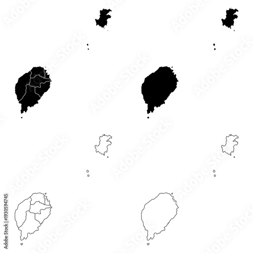 Sao Tome and Principe Outline and Solid Fill Map Set.