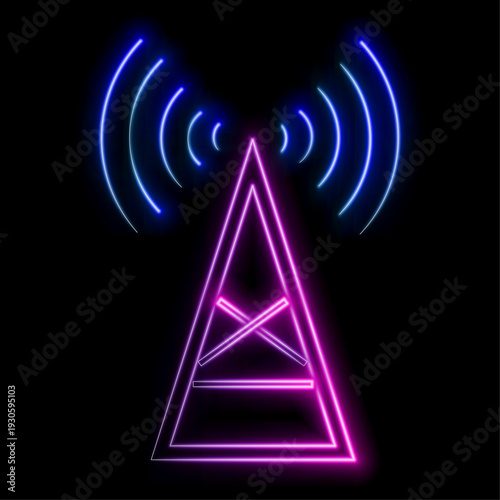 no signal wi fi neon sign, modern glowing, colorful modern design trends on black background. Vector illustration.