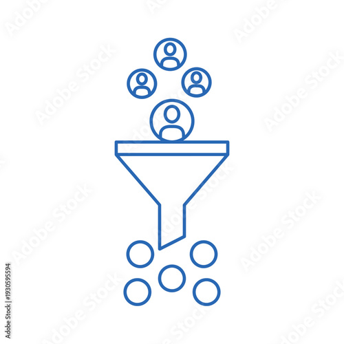 Conceptual illustration of a sales or marketing funnel filtering people.