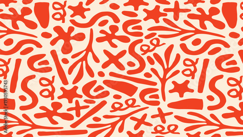 Playful Abstract Retro Hand-Drawn Pattern