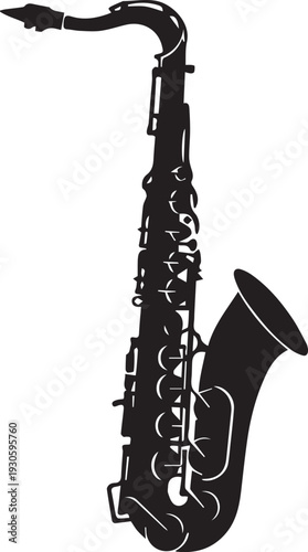 Alto Saxophone Silhouettes with Elegant Curve and Flared Bell