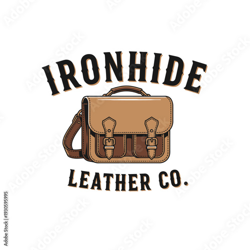 Leather Satchel Bag Graphic for a Vintage Leather Company Logo Design