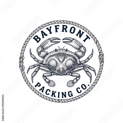 Crab Illustration for a Vintage Seafood Packing Company Logo