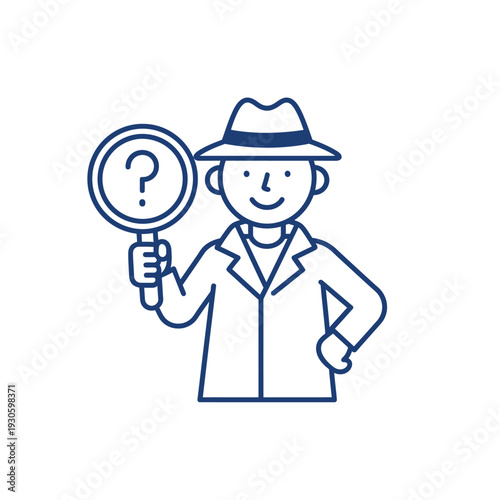 Detective Holding Question Mark Sign Investigation Concept.