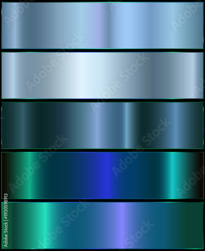 Light blue gradients collection. blue metallic.Premium blue gradient swatch palette set