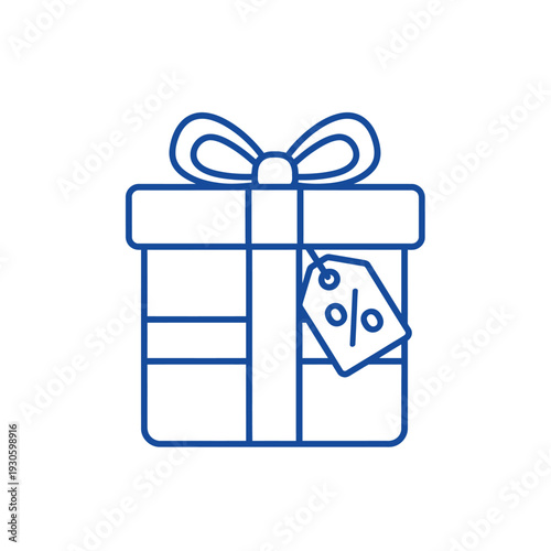 Gift box with percentage tag for sale.