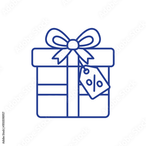 Gift Box with Percentage Tag Icon.