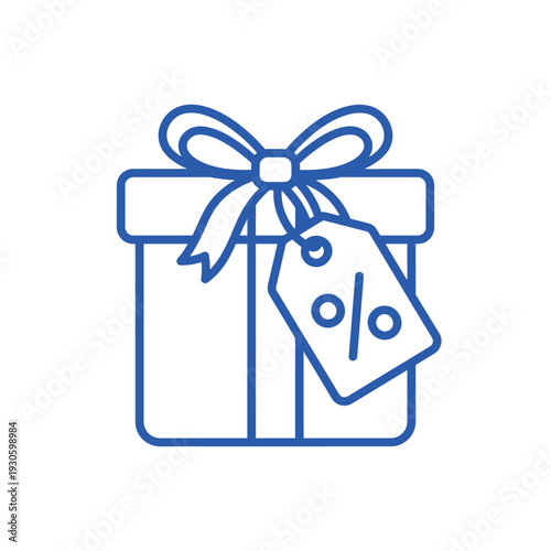 Gift Box with Percentage Tag Icon.