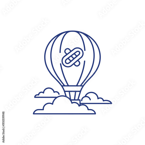 Hot Air Balloon with Interlocking Rings Symbol.