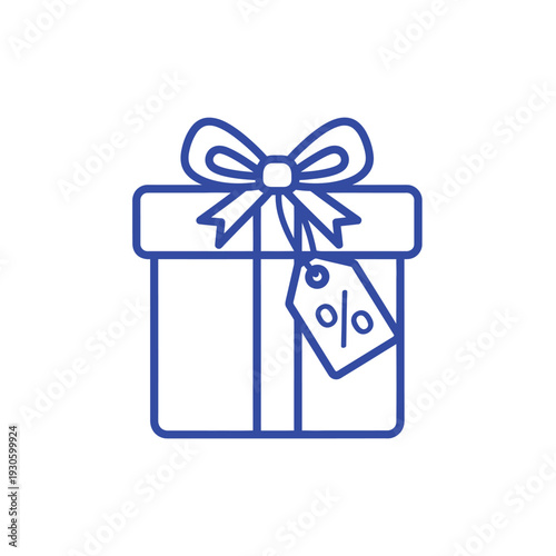 Gift Box with Percentage Discount Tag Icon.