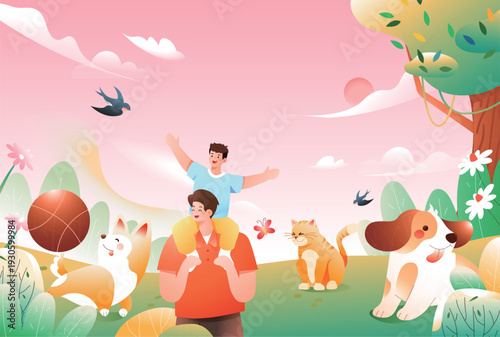 Kitten Pet Care Vector Flat Illustration for E-commerce Shopping Festival