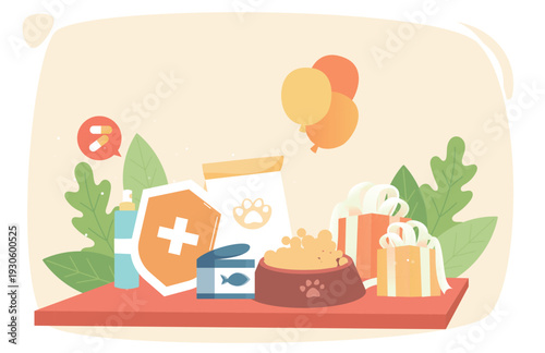 Kitten Pet Care Vector Flat Illustration for E-commerce Shopping Festival