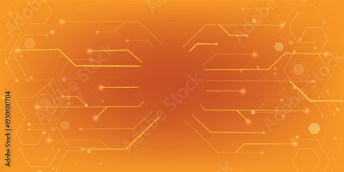 Electronic circuit board on yellow background.Vactor abstract tecnology illustration Circuit board.High tech connection system.tecnology style modern concept.