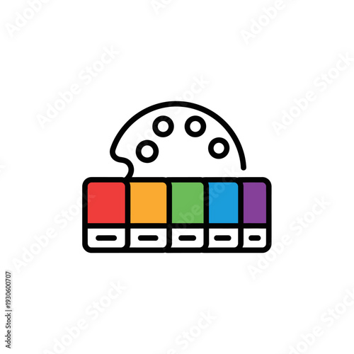 Colorful Palette of Paints and Artistic Tools for Creative Projects