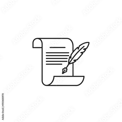 Creative Writing Concept Illustration with Quill and Paper for Artistic Expression