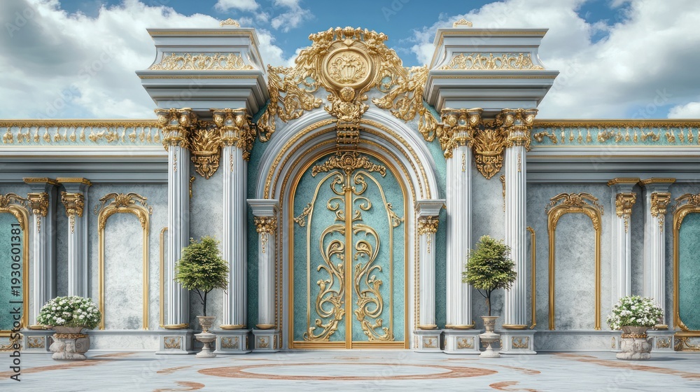 Fototapeta premium Luxurious, ornate entryway with detailed architecture
