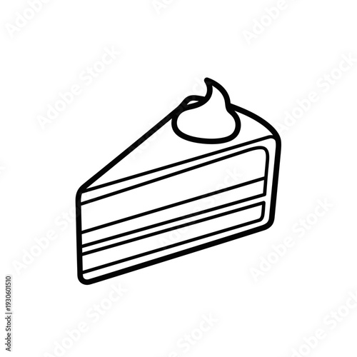 Delicious Slice of Cake with Cream Topping on a White Background