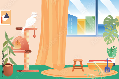 Kitten Pet Care Vector Flat Illustration for E-commerce Shopping Festival