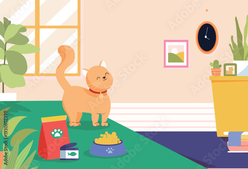 Kitten Pet Care Vector Flat Illustration for E-commerce Shopping Festival