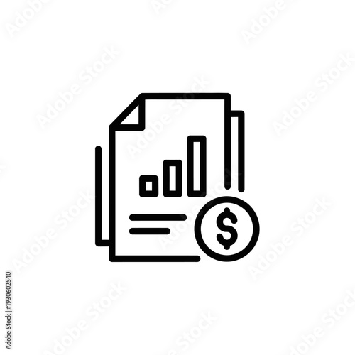 Financial Document with Bar Graph and Dollar Sign Icon for Business Analytics and Growth