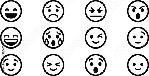Emotions Embodied: A collection of emoji expressions, each one a unique symbol of human emotion, designed to express a wide range of feelings.