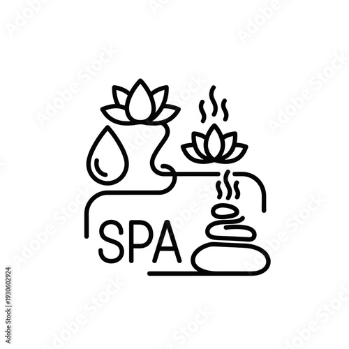 Elegant Spa and Wellness Center Logo with Lotus Flowers and Steam