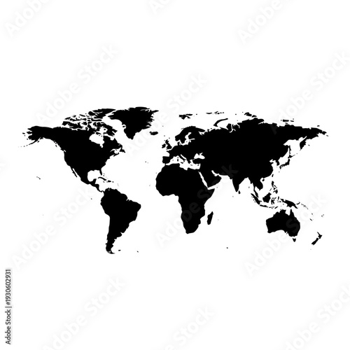 Global Map Illustration Showing World Continents and Countries for Educational and Geographical Use