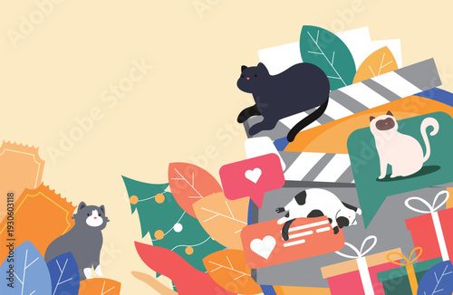 Kitten Pet Care Vector Flat Illustration for E-commerce Shopping Festival