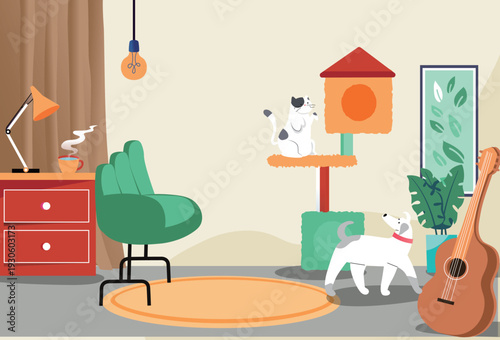 Kitten Pet Care Vector Flat Illustration for E-commerce Shopping Festival