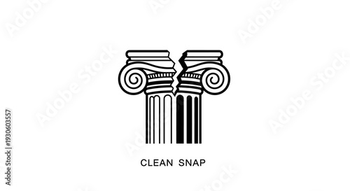 Stylized Ionic Columns with Barcode Pattern Representing Classic Structure and Modern Commerce on Isolated White Background