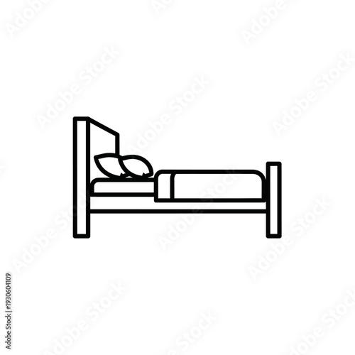 Minimalist Bedroom Bed Frame Illustration with Pillow and Mattress