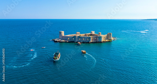 Maidens Castle Kiz Kalesi Drone Photo, Erdemli Mersin, Turkey