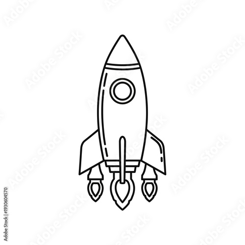 Line Art Rocket Illustration for Space Exploration and Technology Themes