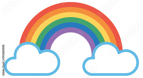 Rainbow Icon Vector Arching Over Clouds Symbol of Hope